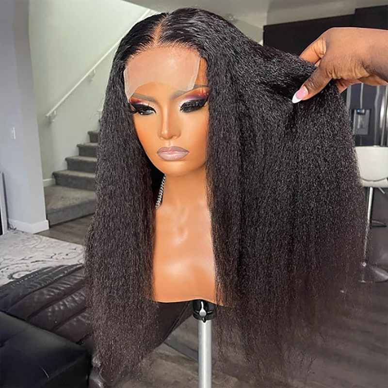 Kinky Straight 4x4 5x5 6x6 7x7 Transparent Closure Wig - 图片 2